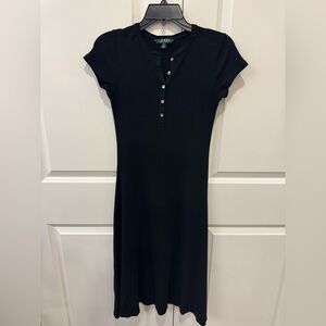lauren ralph lauren black short sleeve henley rib maxi dress size S
